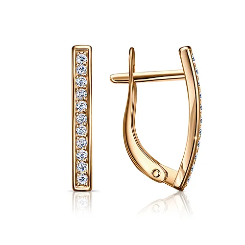 Cercei din aur roșu cu Cubic Zirconia Incolor