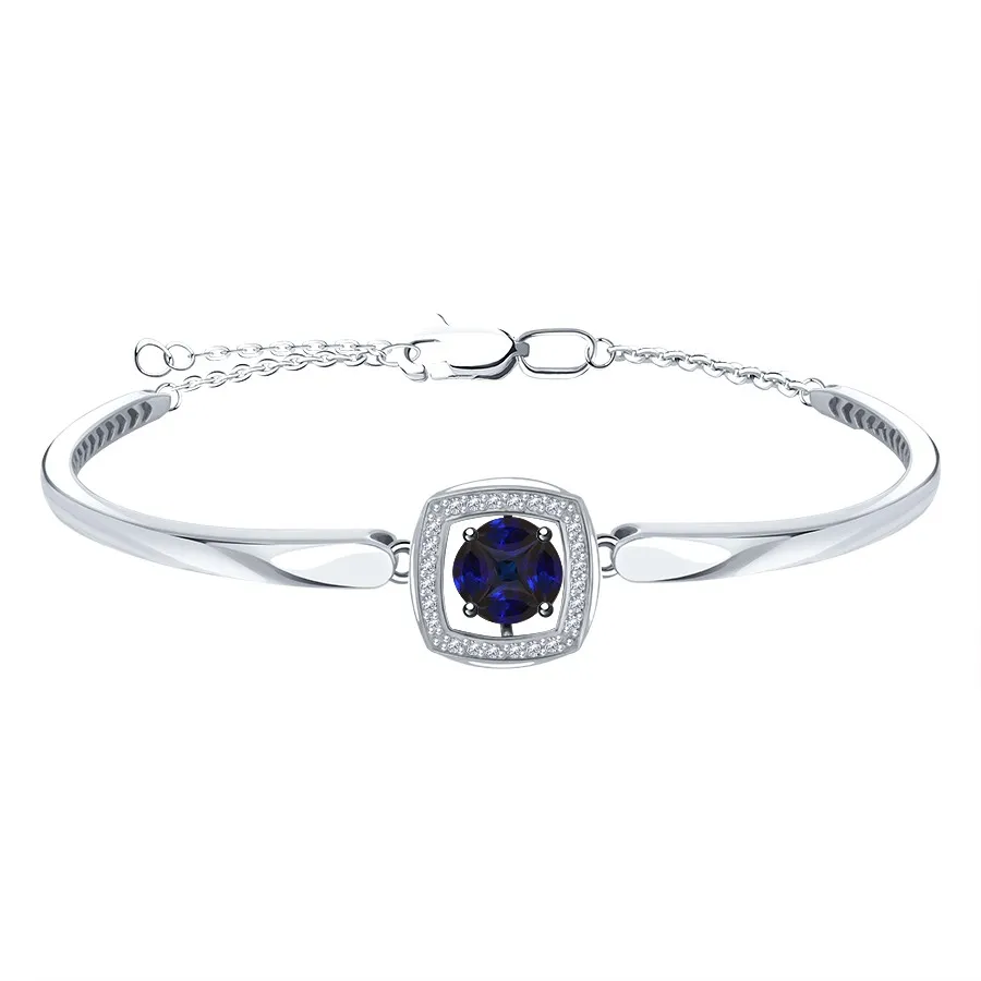 Brățară din aur alb cu Diamant, Safir