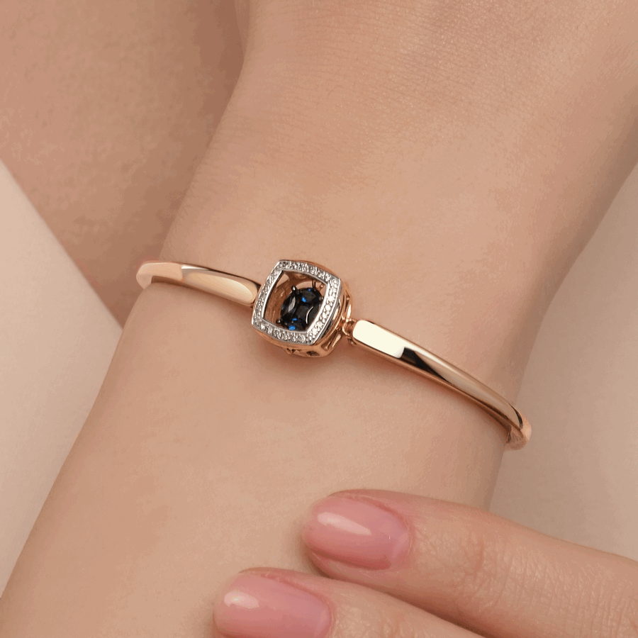 Браслет из красного золота с камнями Бриллиант, Сапфир