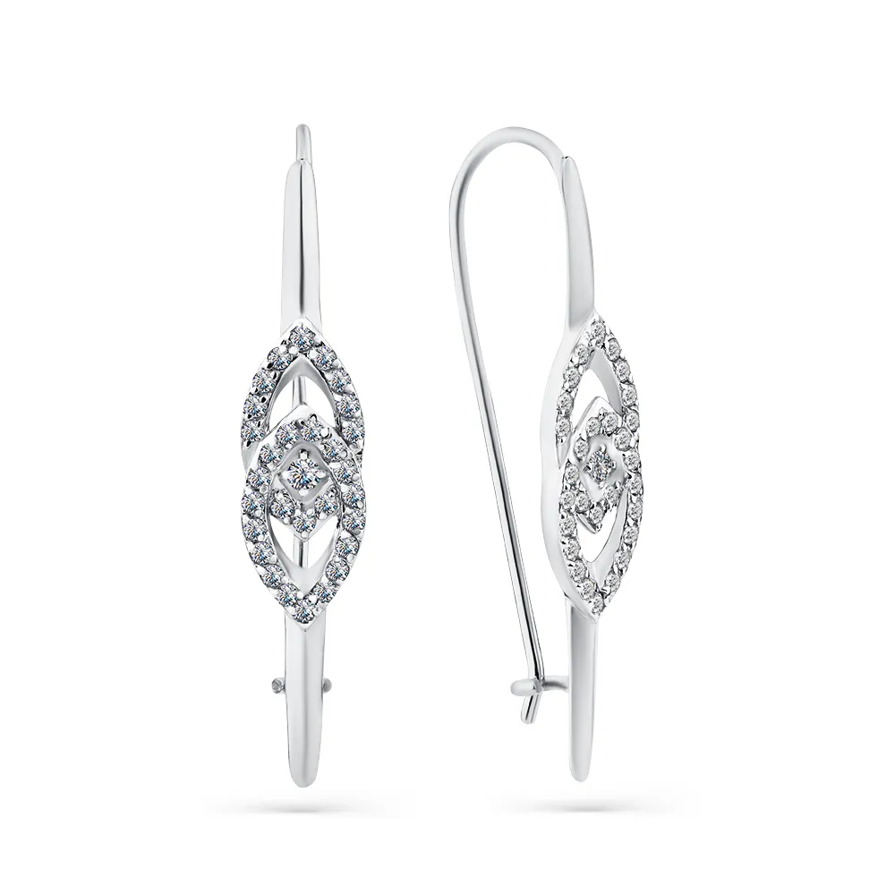 Cercei din aur alb cu Cubic Zirconia Incolor