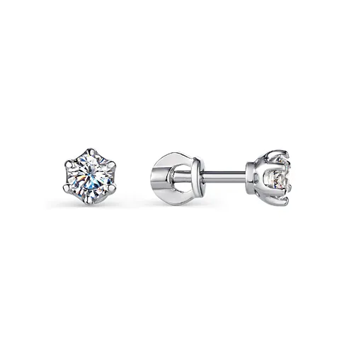 Cercei Pusete din aur alb cu Cubic Zirconia Incolor