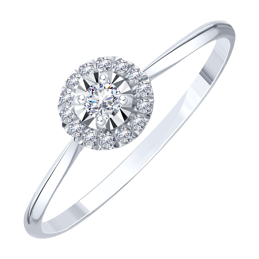 Кольцо из белого золота с камнями Бриллиант