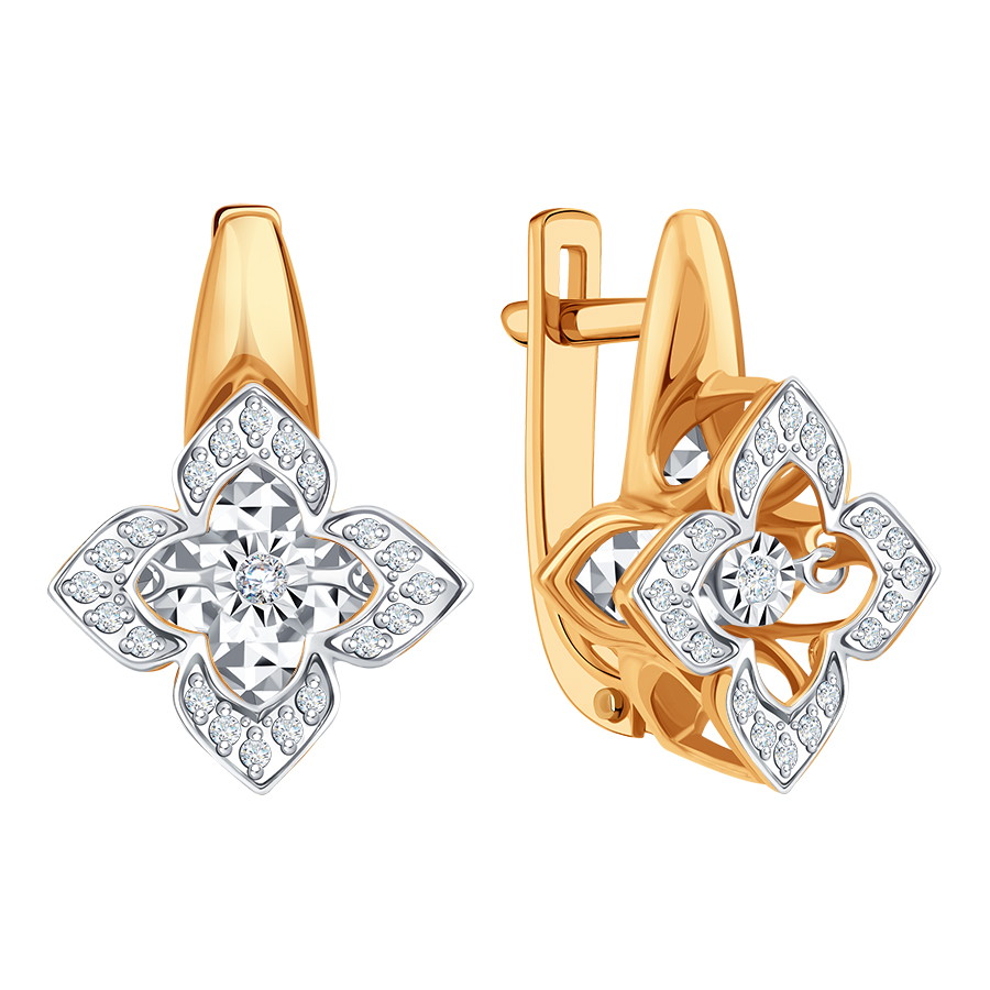 Cercei din aur roșu cu pietre Diamant