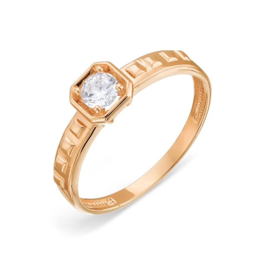 Inel din aur roșu cu Cubic Zirconia Incolor