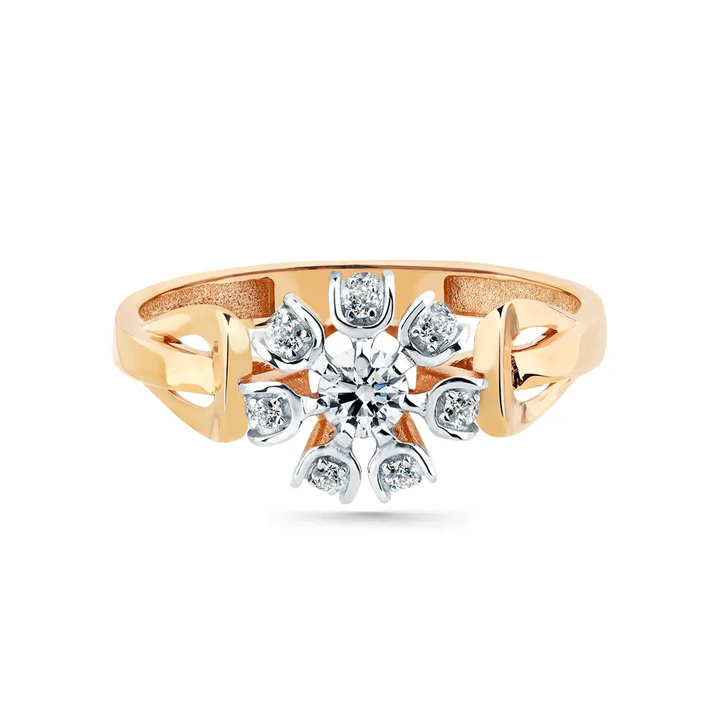Inel din aur roșu cu Cubic Zirconia Incolor