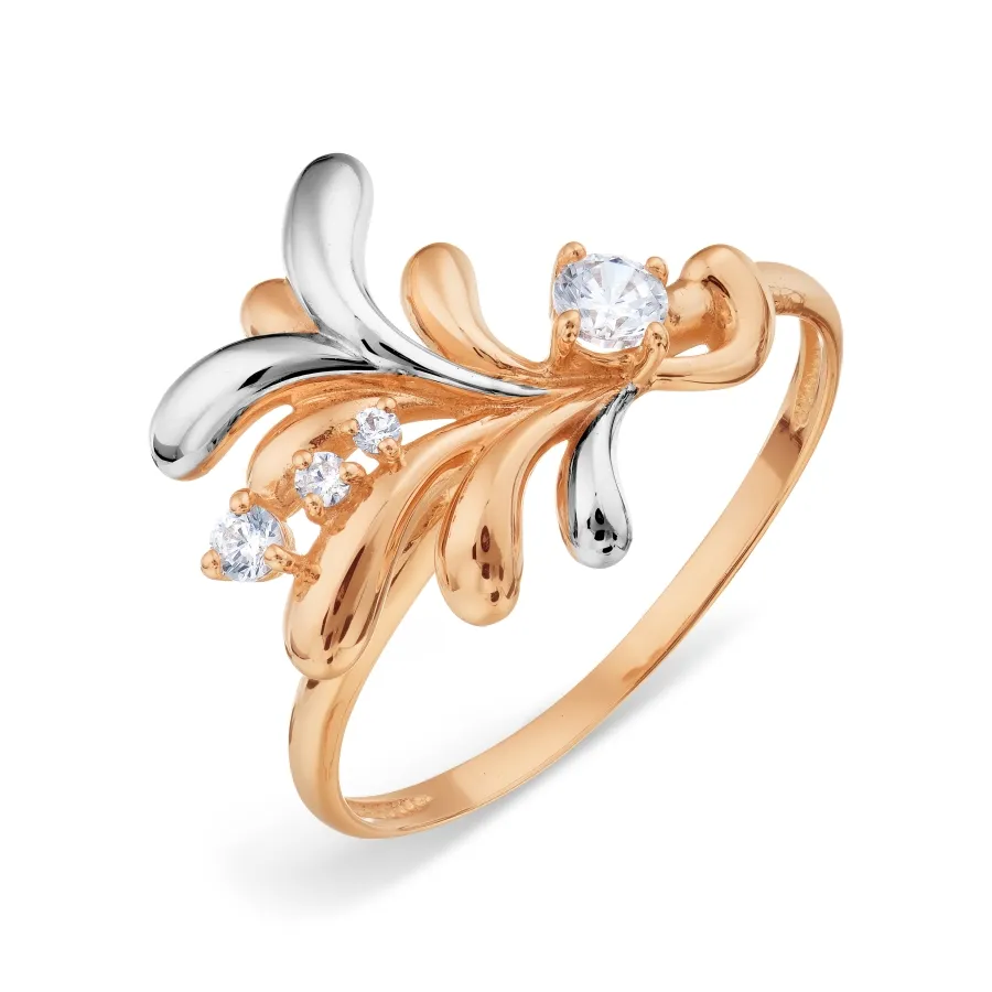 Inel din aur roșu cu Cubic Zirconia Incolor