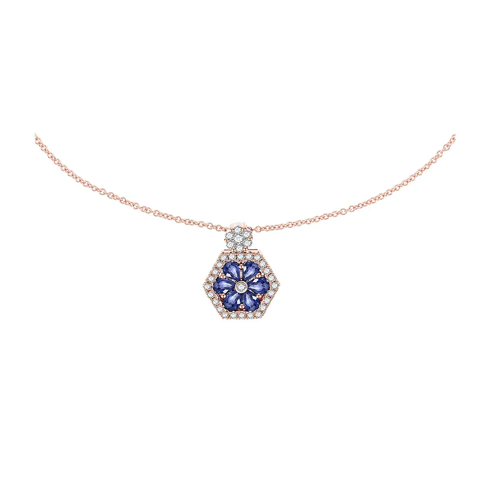 Colier din aur roșu cu Diamant, Safir
