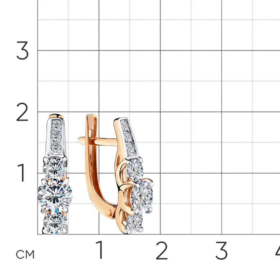 Cercei din aur roșu cu Cubic Zirconia Incolor