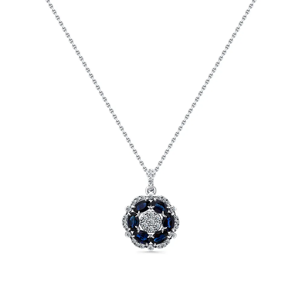 Colier din aur alb cu Diamant, Safir