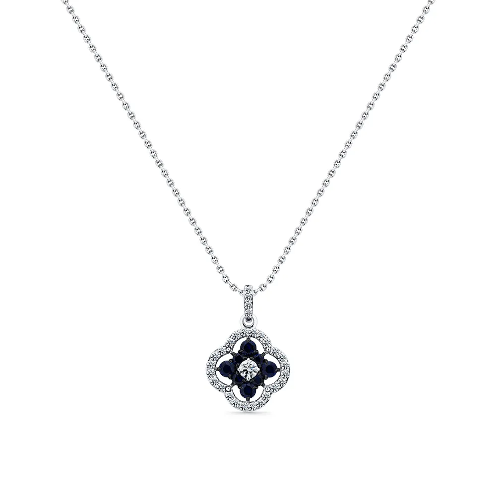 Colier din aur alb cu Diamant, Safir