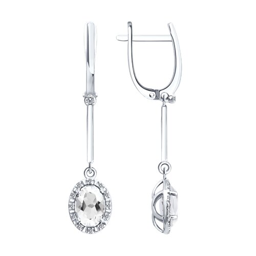 Cercei Suspendați din aur alb cu pietre Diamant, Diamant crescut și Cristal de munte