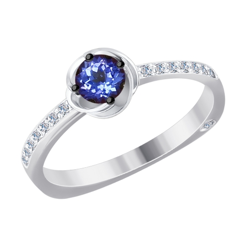 Inel din aur alb cu pietre Diamant, Tanzanit
