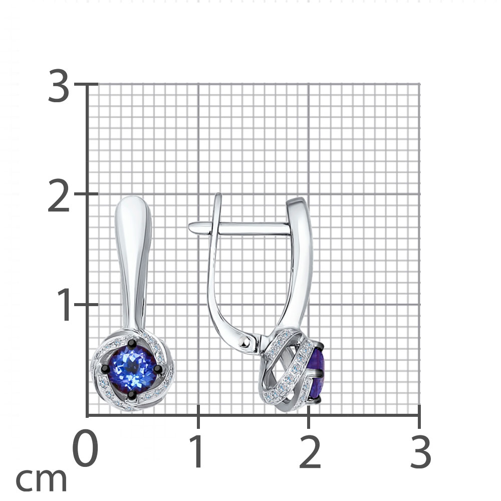 Cercei din aur alb cu pietre Diamant, Tanzanit