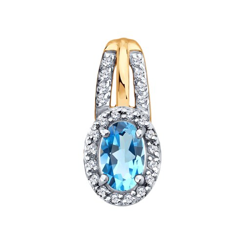 Подвеска из красного золота с камнями Фианит, Топаз Swiss