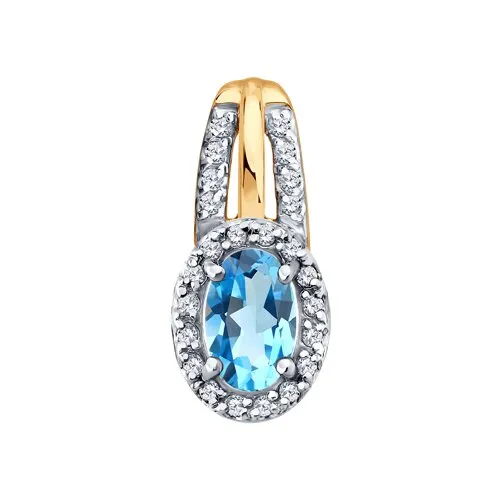 Pandantiv din aur roșu cu Cubic Zirconia Incolor, Topaz Swiss
