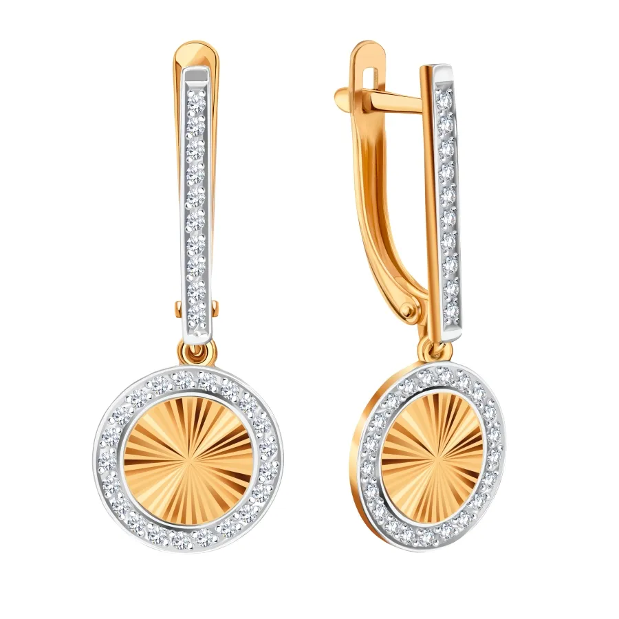 Cercei Suspendați din aur roșu cu Cubic Zirconia Incolor