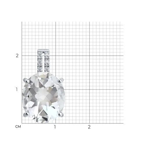Pandantiv din aur alb cu Diamant, Cristal de munte