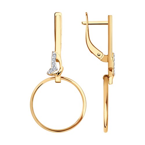 Cercei Suspendați din aur roșu cu pietre Cubic Zirconia Incolor