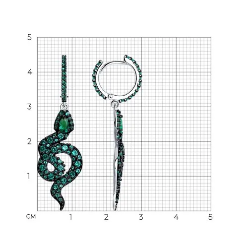 Cercei Creole din argint cu Cubic Zirconia Verde
