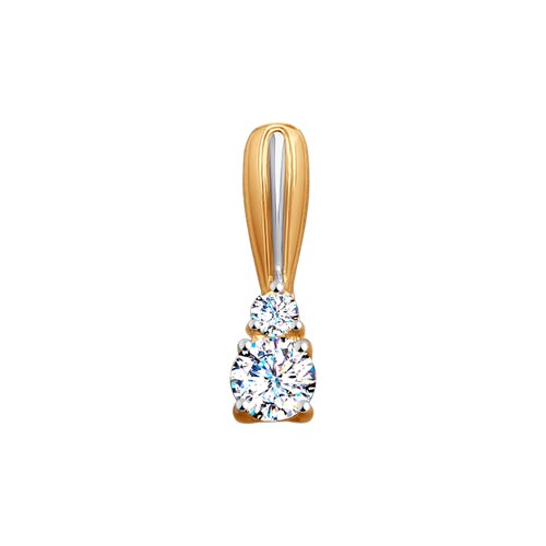 Pandantiv din aur roșu cu pietre Cubic Zirconia Incolor