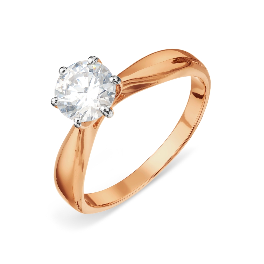 Кольцо из красного золота с камнями Swarovski