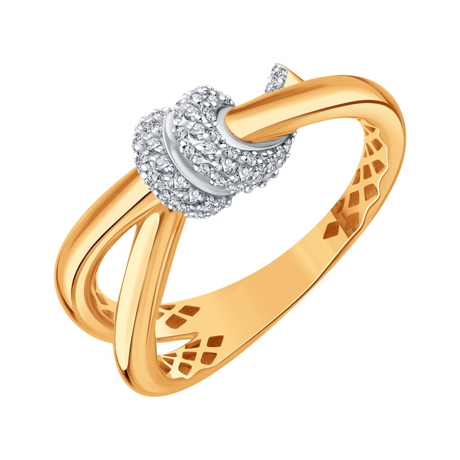 Inel din aur roșu cu pietre Cubic Zirconia Incolor