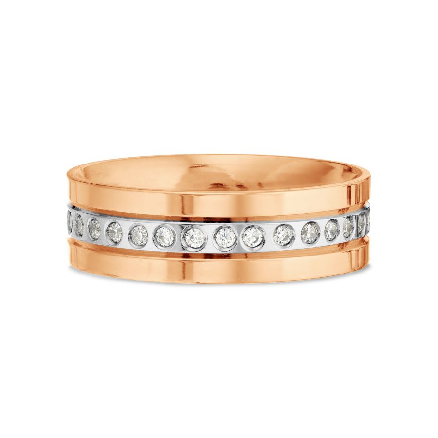 Verighetă din aur alb și roșu cu pietre Cubic Zirconia Incolor