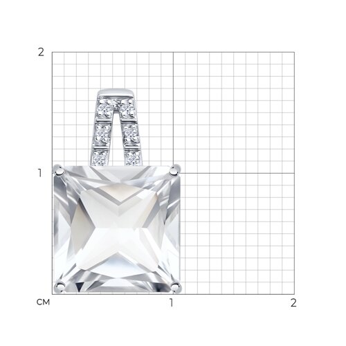 Pandantiv din aur alb cu pietre Diamant, Cristal de munte