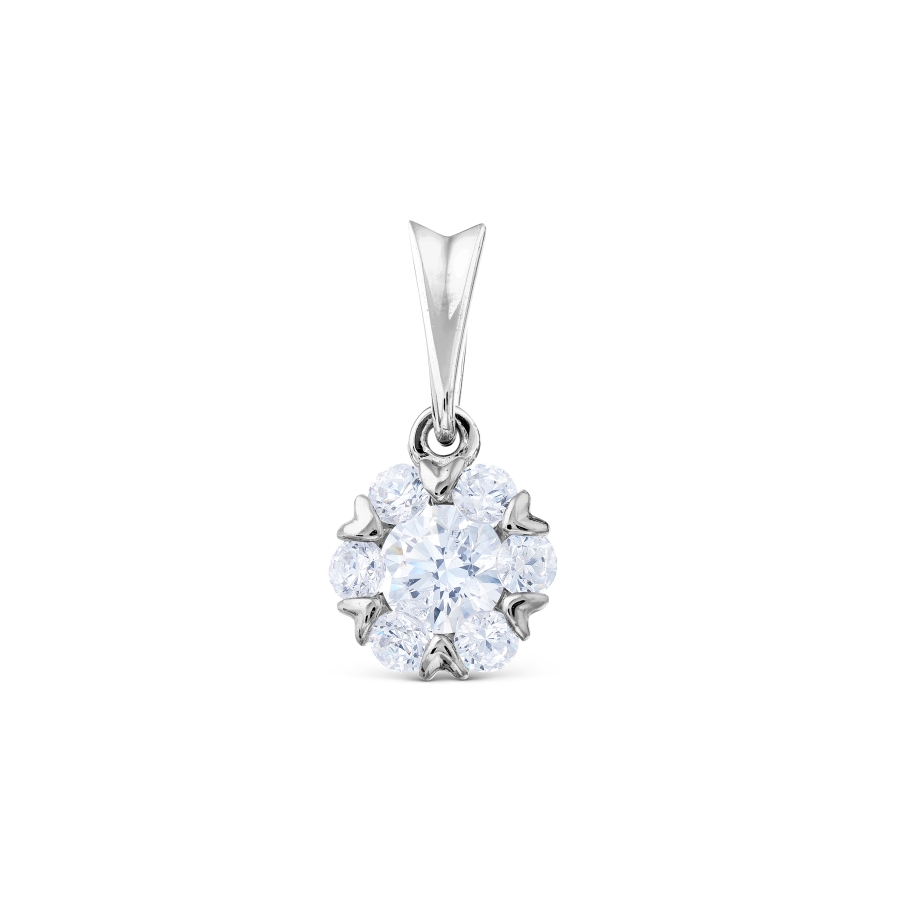Pandantiv din aur alb cu pietre Cubic Zirconia Incolor
