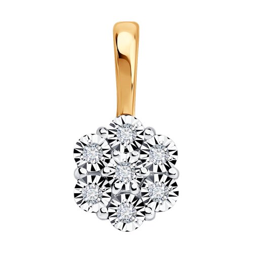 Pandantiv din aur alb și roșu cu pietre Diamant