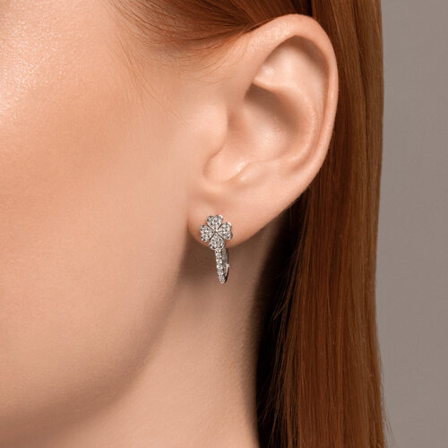 Cercei din argint  cu pietre Cubic Zirconia Incolor