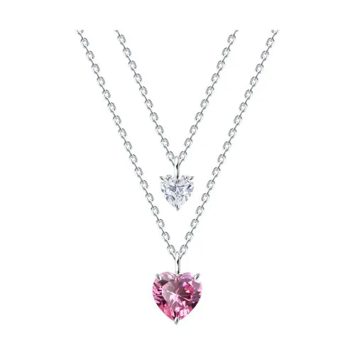 Colier din argint cu Cubic Zirconia Incolor, Cubic Zirconia Roz