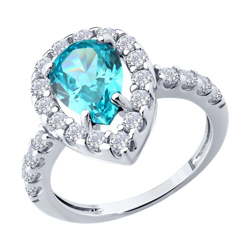 Inel din argint  cu pietre Cubic Zirconia Incolor, Cubic Zirconia Albastru