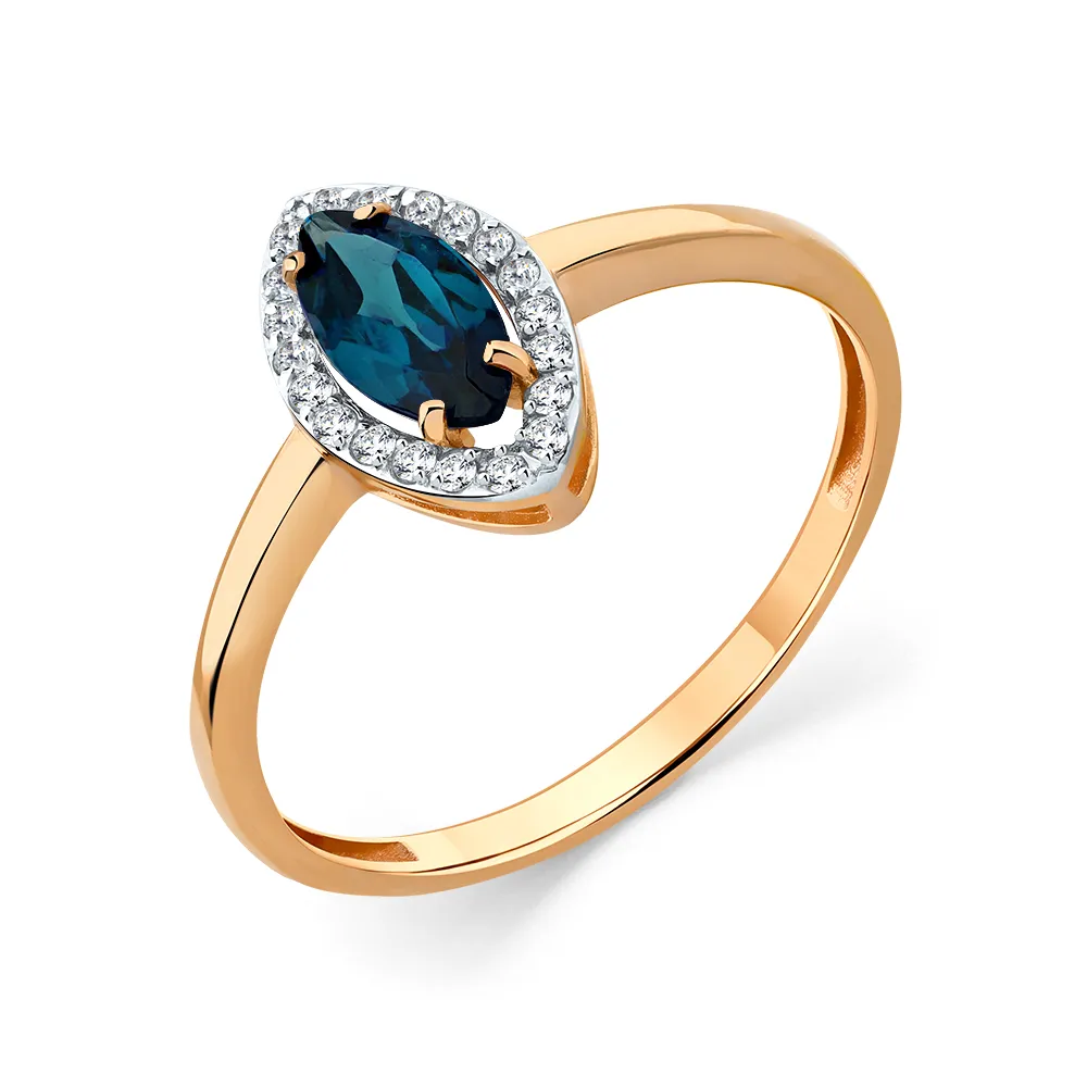 Inel din aur roșu cu Cubic Zirconia Incolor, Topaz London