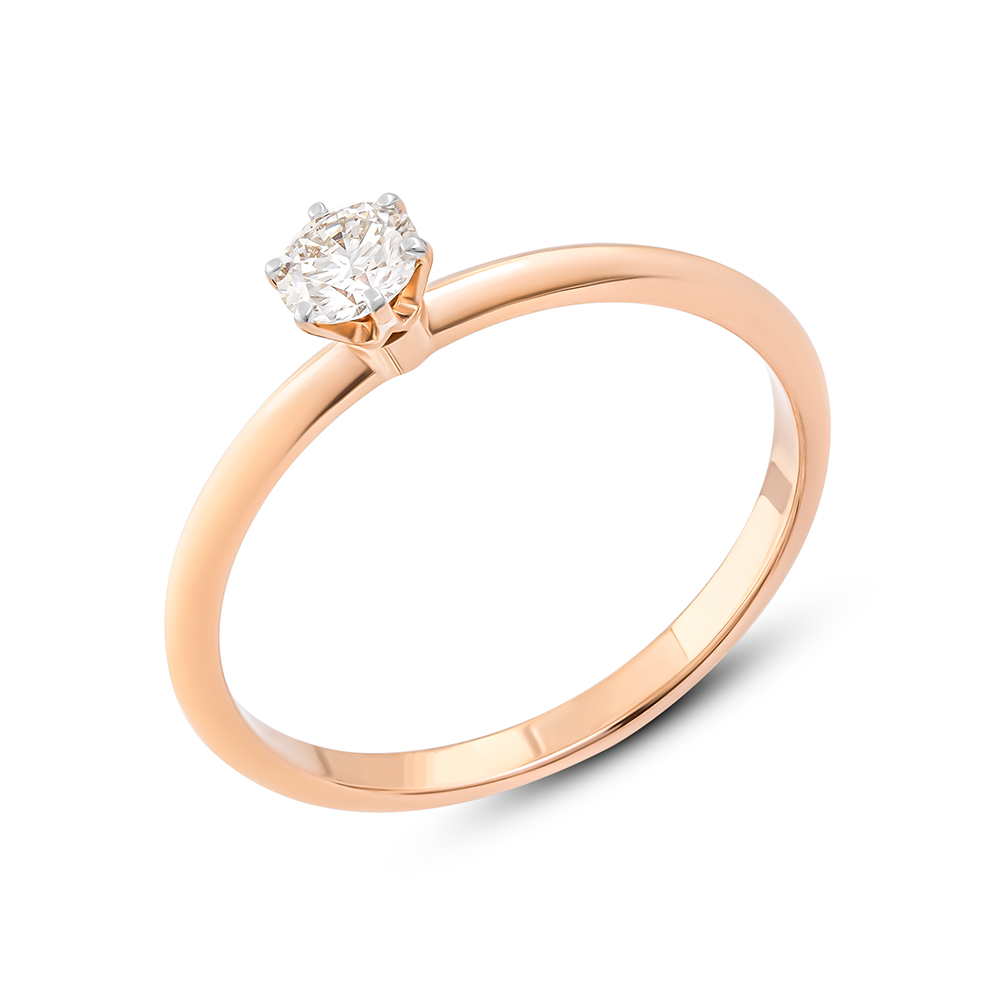 Кольцо из красного золота с камнями Бриллиант