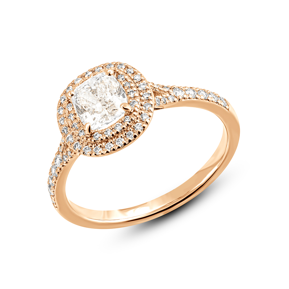 Кольцо из красного золота с камнями Бриллиант