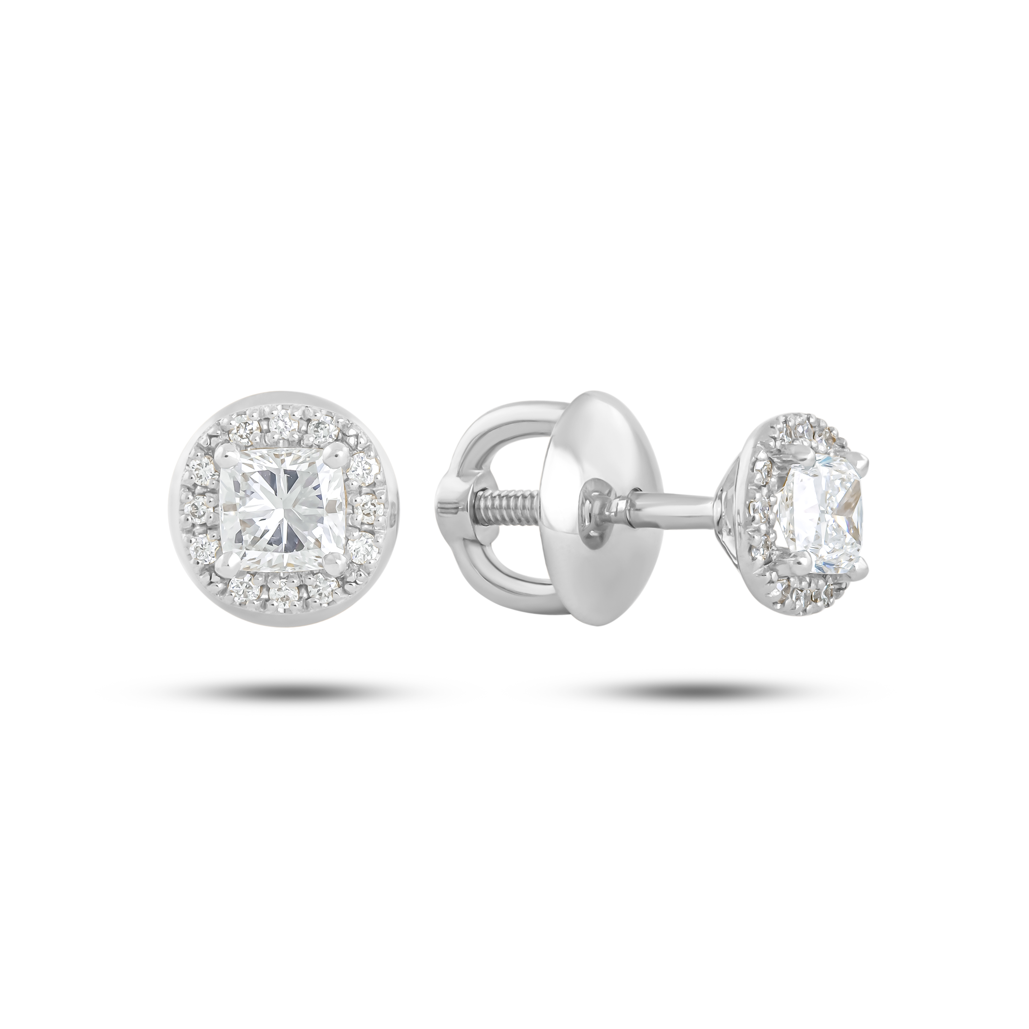 Cercei Pusete din aur alb cu pietre Diamant