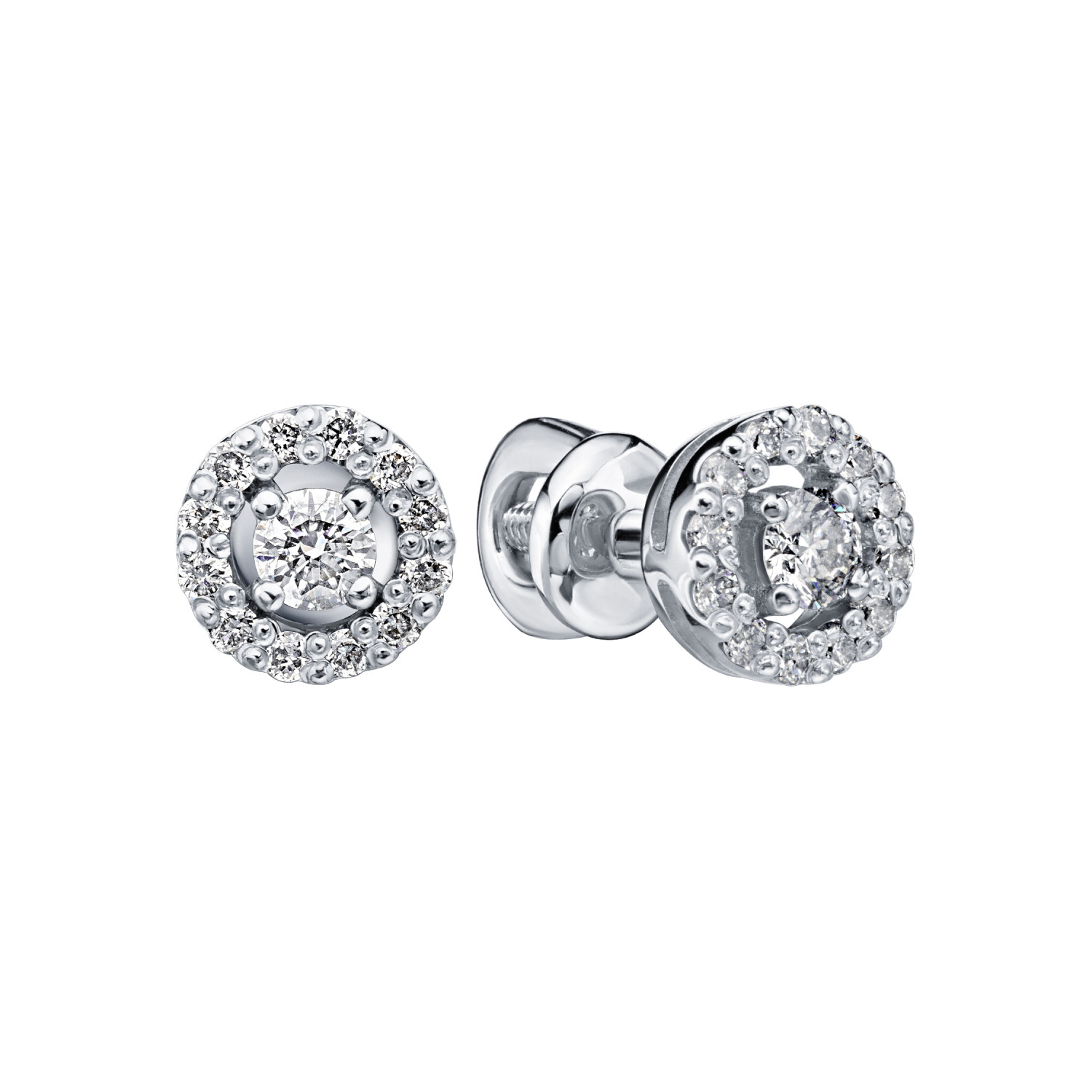 Cercei Pusete din aur alb cu pietre Diamant