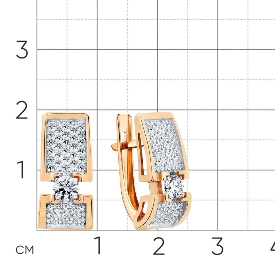 Cercei din aur roșu cu pietre Cubic Zirconia Incolor