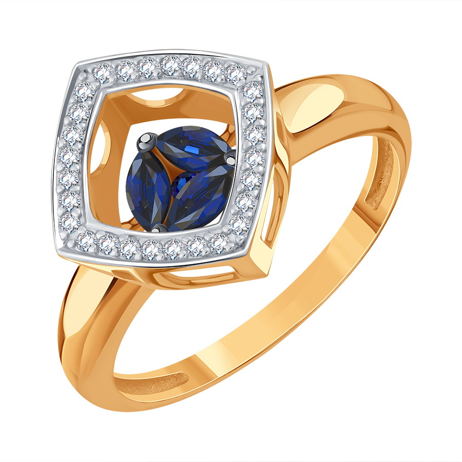 Inel din aur roșu cu pietre Diamant, Safir