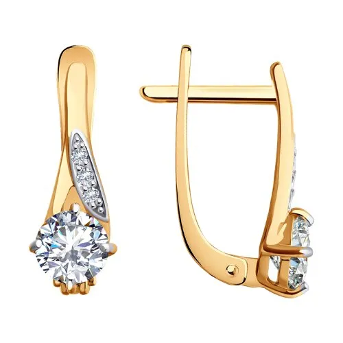 Cercei din aur roșu cu Cubic Zirconia Incolor