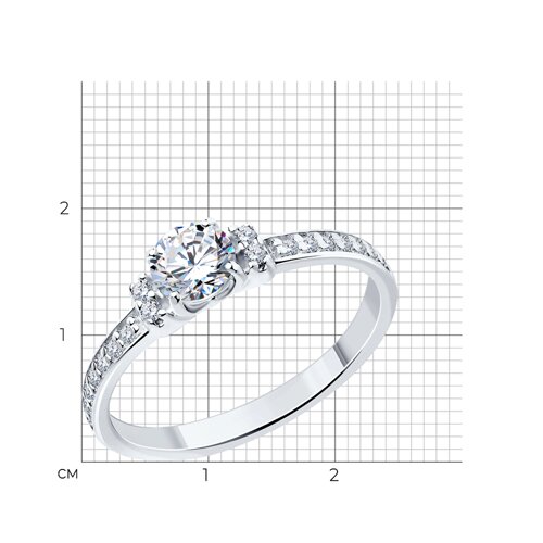 Кольцо из серебра с камнями Фианит