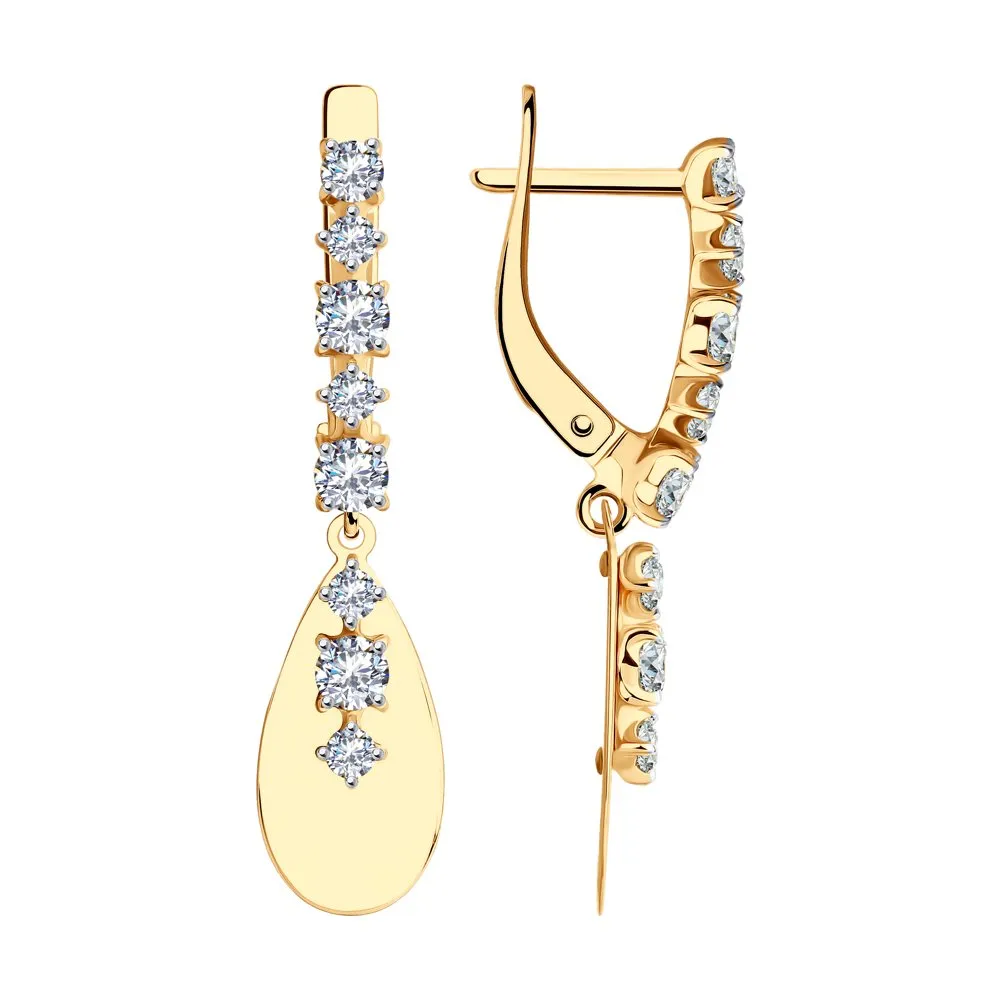 Cercei Suspendați din aur roșu cu Cubic Zirconia Incolor