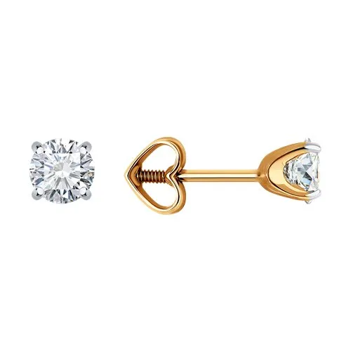 Cercei Pusete din aur roșu cu Cubic Zirconia Incolor