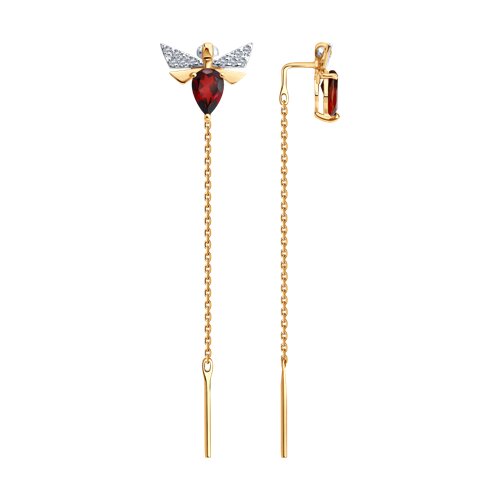 Cercei Lanț din aur roșu cu pietre Cubic Zirconia Incolor, Granat