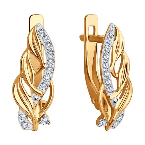Cercei din aur roșu cu Cubic Zirconia Incolor