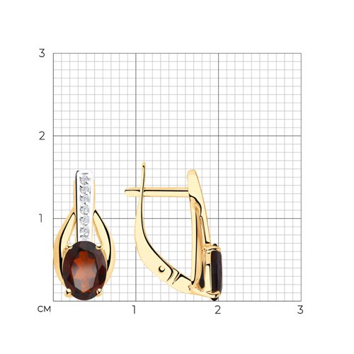 Cercei din aur roșu cu pietre Cubic Zirconia Incolor, Granat