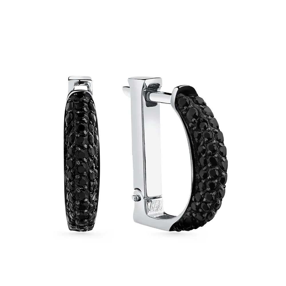 Cercei din aur alb cu Cubic Zirconia Negru
