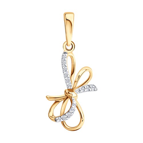 Подвеска из красного золота с камнями Фианит