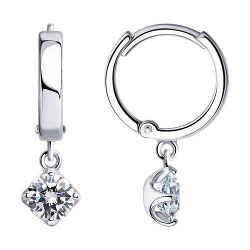 Cercei Creole din argint  cu pietre Cubic Zirconia Incolor